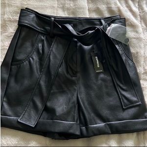Express leather shorts
